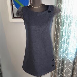 TT Garret Wool Blend Mini Dress with Fur Trimmed Cap Sleeves
